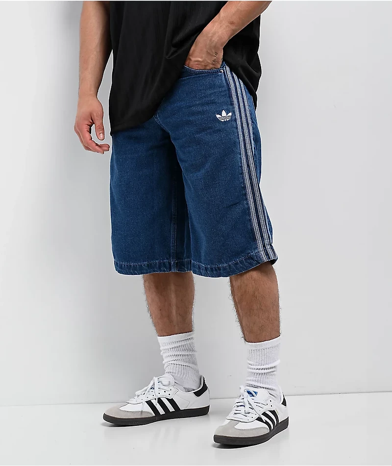adidas adicolor Firebird Medium Blue Denim Shorts