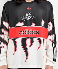 adidas x 100 Thieves Black, White & Red Long Sleeve T-Shirt