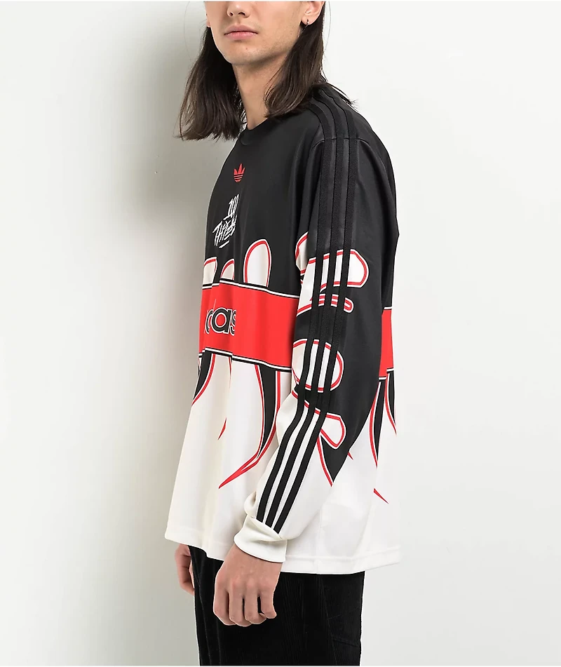 adidas x 100 Thieves Black, White & Red Long Sleeve T-Shirt