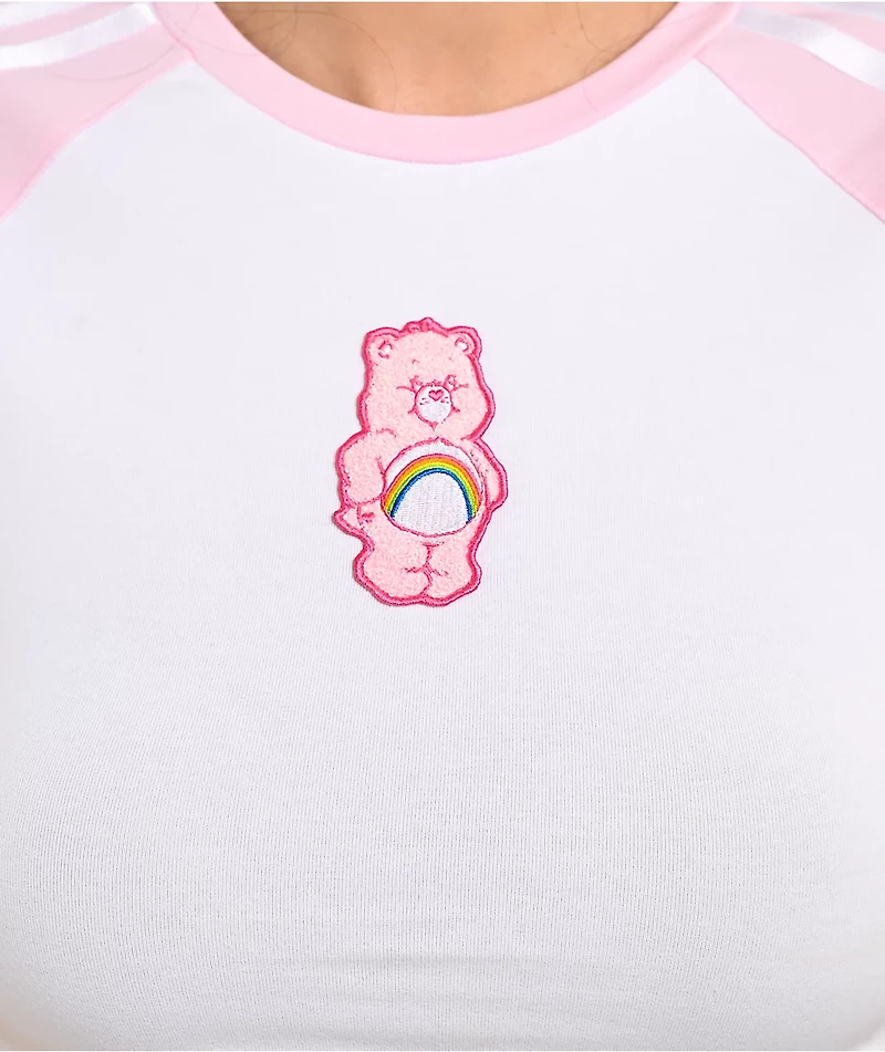 adidas x Care Bears Pink & White Ringer Crop T-Shirt