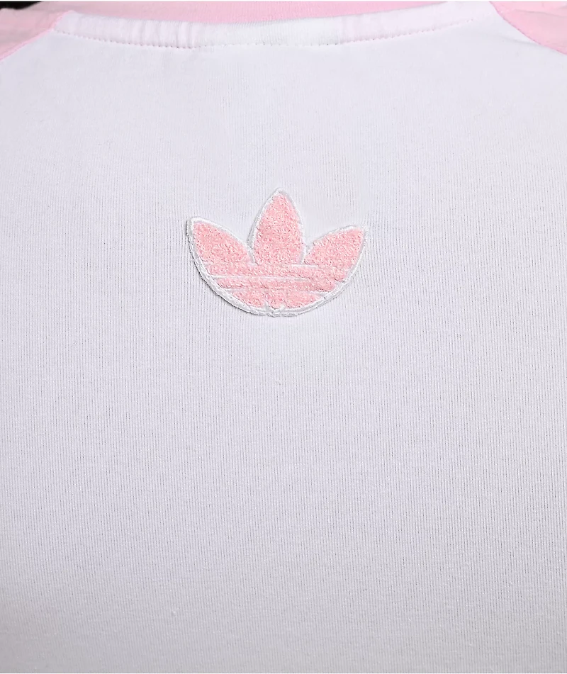 adidas x Care Bears Pink & White Ringer Crop T-Shirt