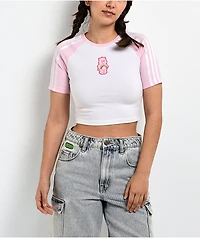 adidas x Care Bears Pink & White Ringer Crop T-Shirt
