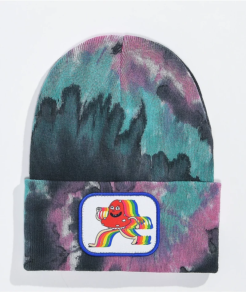 ambsn Tripper Black & Teal Tie Dye Beanie