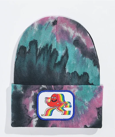 ambsn Tripper Black & Teal Tie Dye Beanie