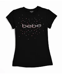 bebe Rhinestone Logo Black T-Shirt
