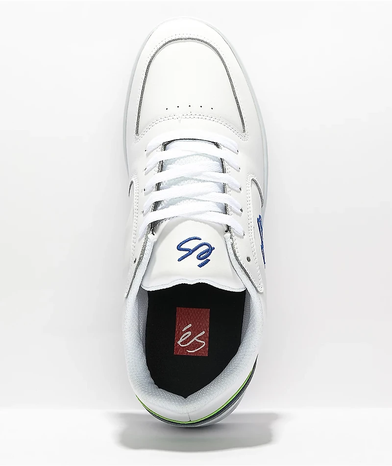 eS EOS White, Blue & Green Skate Shoes
