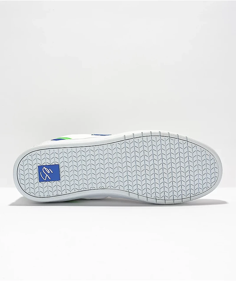 eS EOS White, Blue & Green Skate Shoes