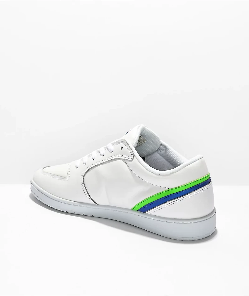 eS EOS White, Blue & Green Skate Shoes