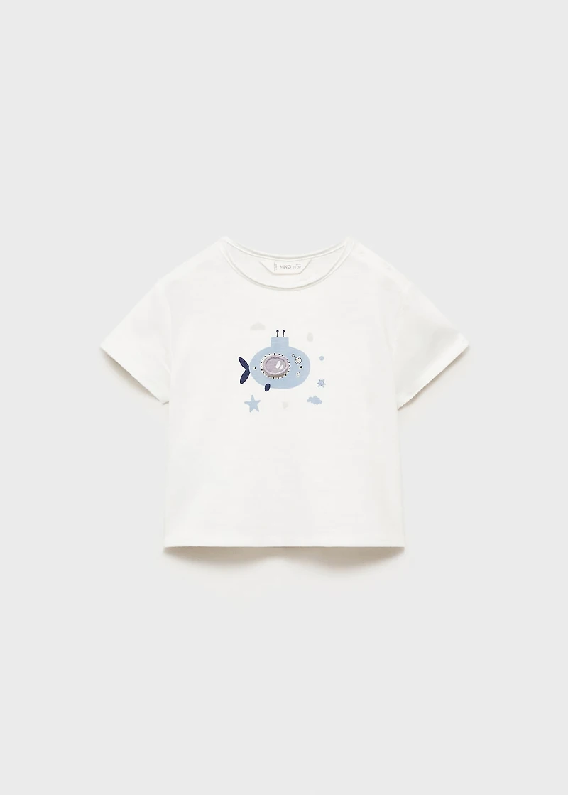 Printed cotton-blend t-shirt