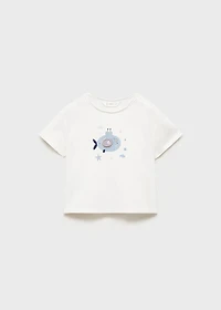 Printed cotton-blend t-shirt
