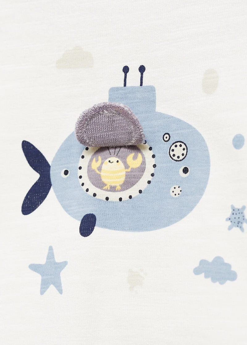 Printed cotton-blend t-shirt