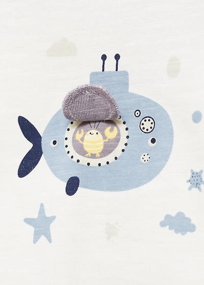 Printed cotton-blend t-shirt