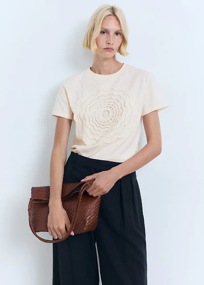 Crochet floral embroidered t-shirt