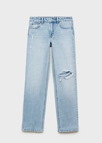 Ripped straight-fit jeans