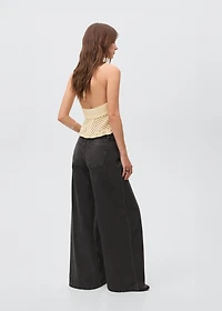 Wide leg jeans with seam detail