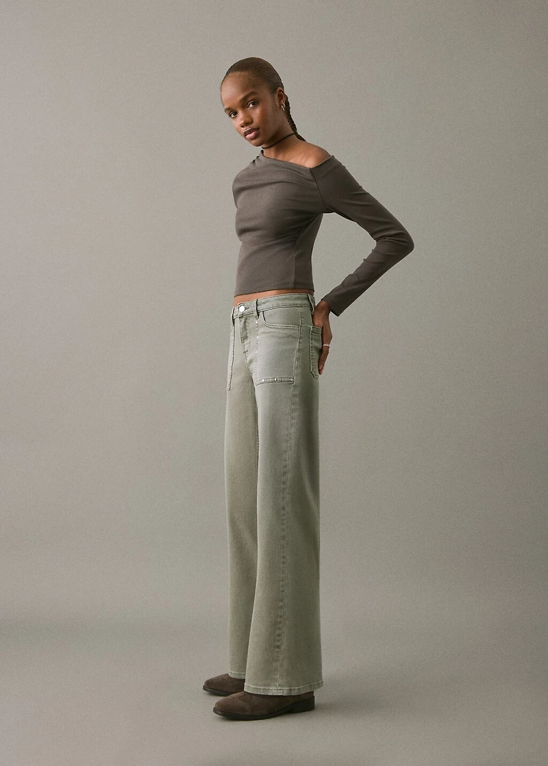 Studded culotte jeans