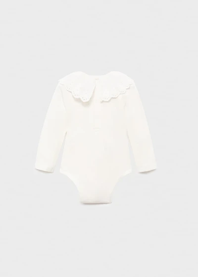 Cotton bodysuit with babydoll neckline