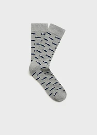 Fish-print cotton socks