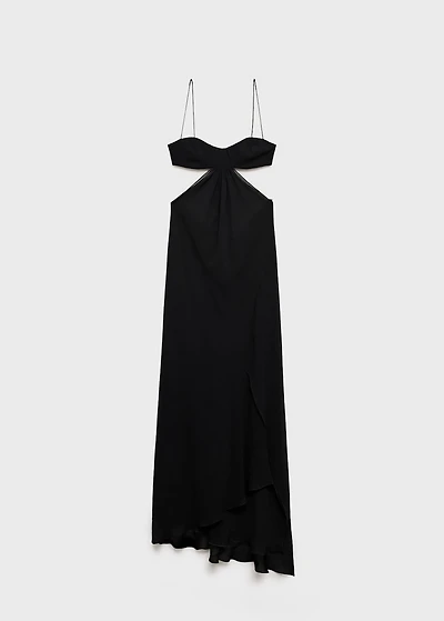 Dress with asymmetrical hem and cut-out