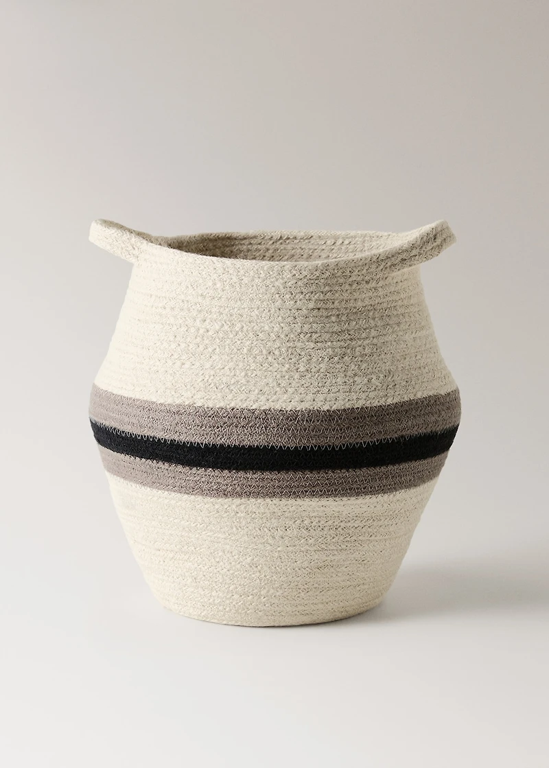 Medium jute basket with stripes