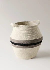 Medium jute basket with stripes