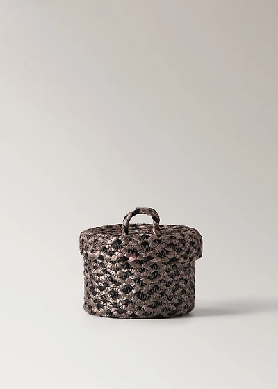 Small melange jute basket with small lid