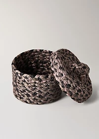 Small melange jute basket with small lid