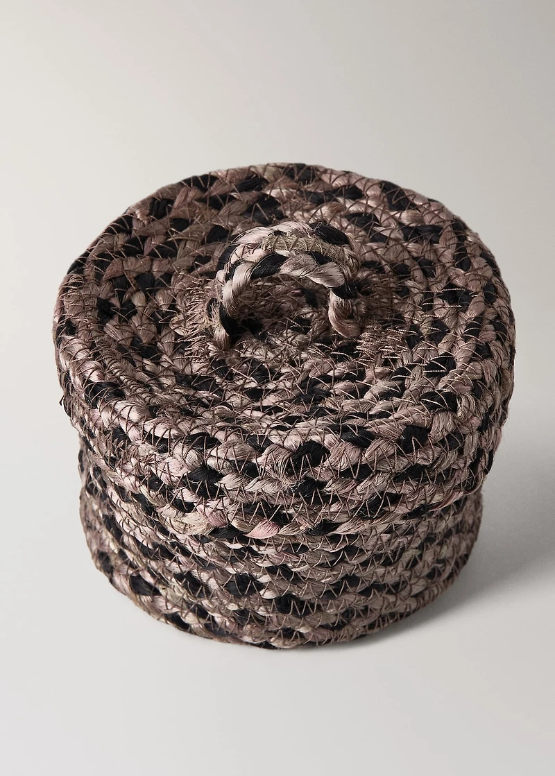 Small melange jute basket with small lid