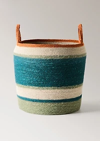 Medium multi-coloured seagrass basket with handle