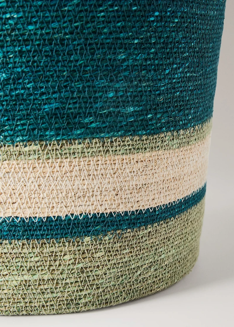 Medium multi-coloured seagrass basket with handle