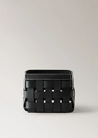 Small braided leather basket