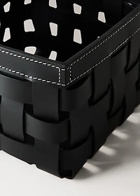 Small braided leather basket