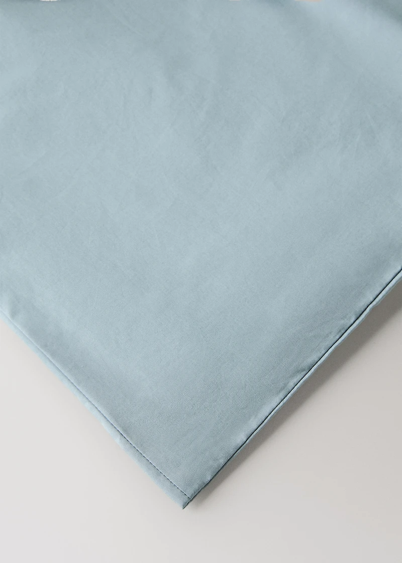 Cotton percale duvet cover with linen trim for 135/140 cm bed
