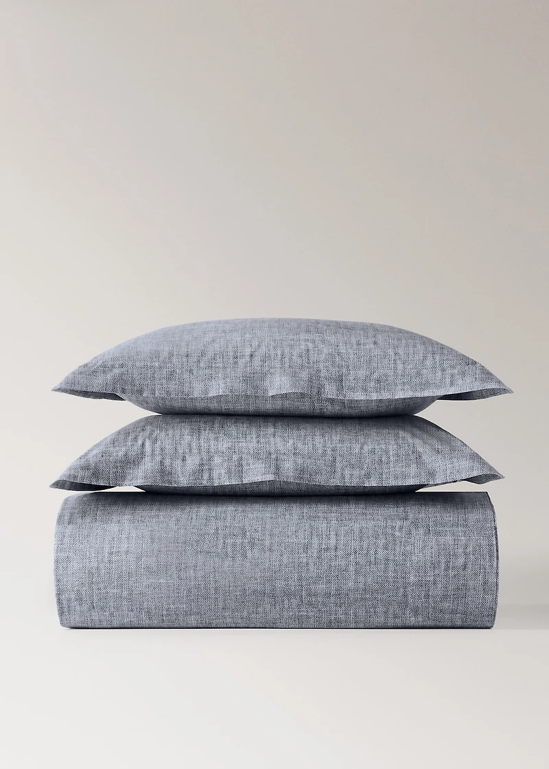 200-thread count percale cotton herringbone-print duvet cover for 53.15 bed