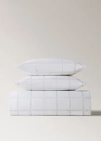 Reversible percale cotton duvet cover with stripe and checked print for cm bed