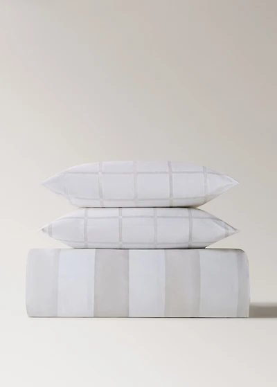 Reversible percale cotton duvet cover with stripe and checked print for cm bed