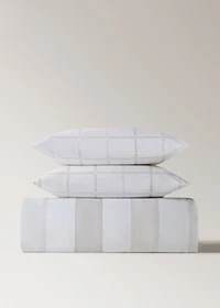 Reversible percale cotton duvet cover with stripe and checked print for cm bed