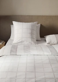 Reversible percale cotton duvet cover with stripe and checked print for cm bed