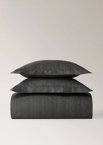 Percale cotton tailored-print duvet cover for 90 cm bed