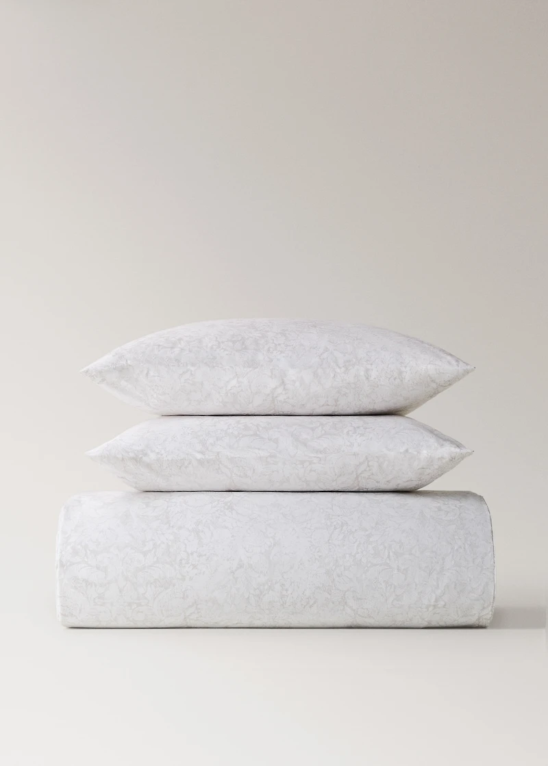 Percale cotton duvet cover with blurred floral print for 150/160 cm bed