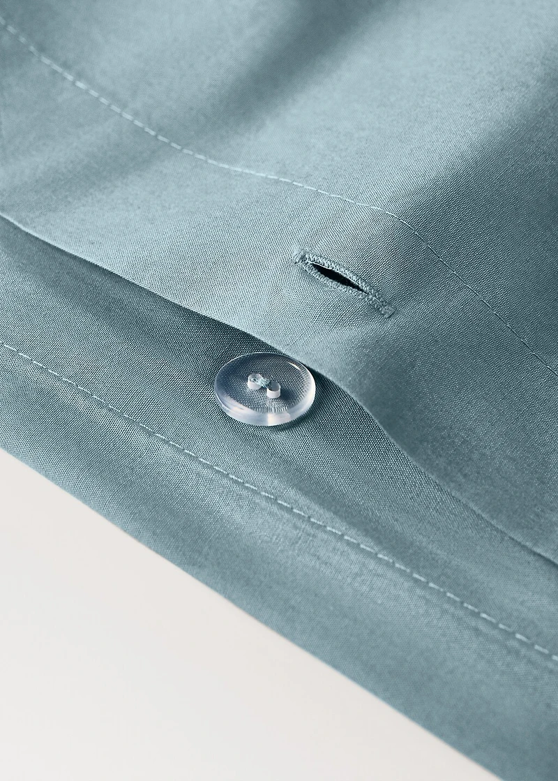 Reversible percale cotton duvet cover with contrasting piping for 90 cm bed