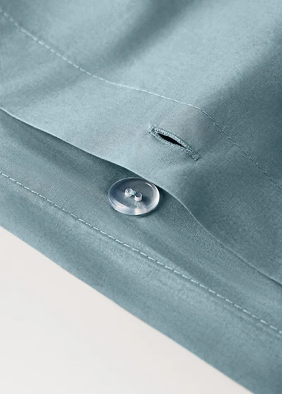 Reversible percale cotton duvet cover with contrasting piping for 90 cm bed