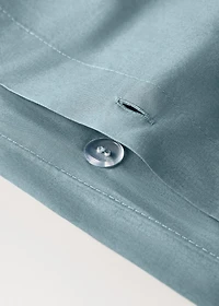 Reversible percale cotton duvet cover with contrasting piping for 90 cm bed