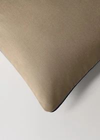 Reversible percale cotton duvet cover with contrasting piping for 90 cm bed