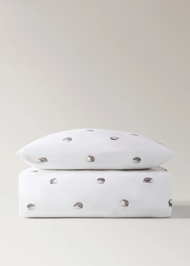 Cotton children's duvet cover with hedgehog print for 135/140 cm bed