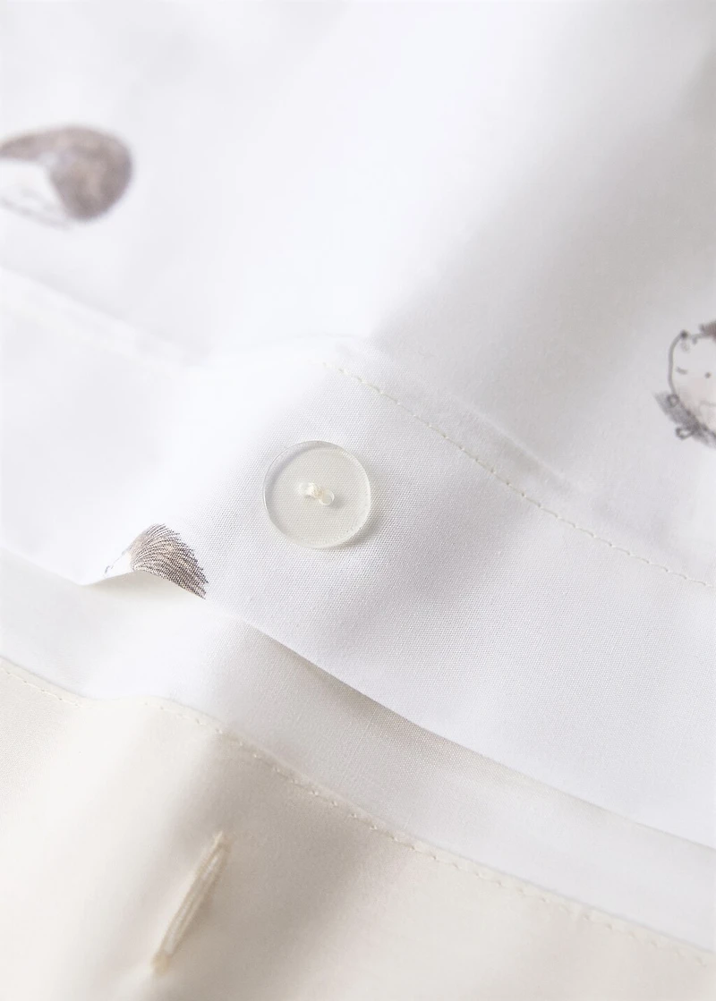 Cotton children's duvet cover with hedgehog print for 135/140 cm bed