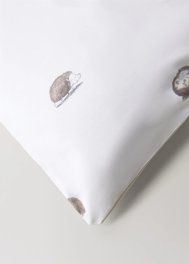 Cotton children's duvet cover with hedgehog print for 135/140 cm bed