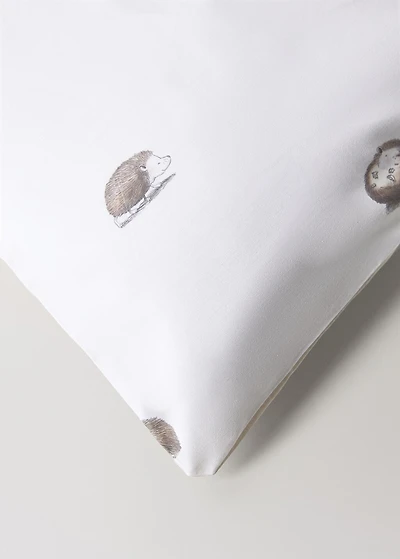 Cotton children's duvet cover with hedgehog print for 135/140 cm bed