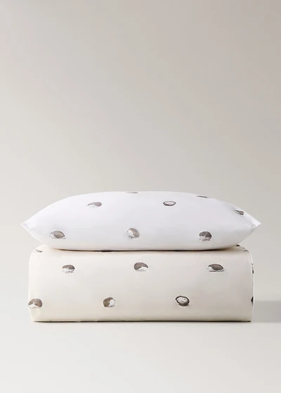 Cotton children's duvet cover with hedgehog print for 135/140 cm bed