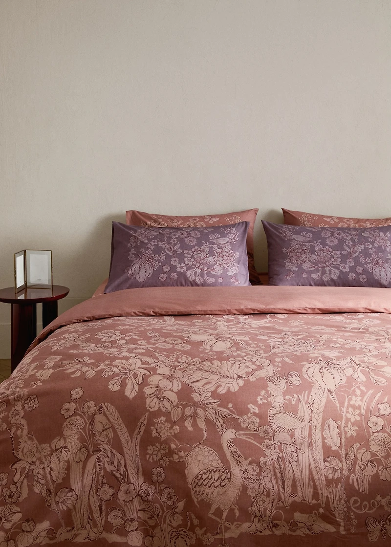 Percale cotton floral-print duvet cover for 150/160 cm bed